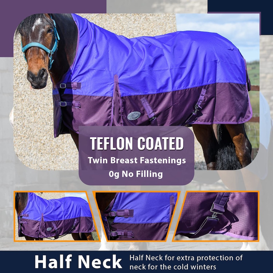 image 1 of eQuitack 600D Waterproof Horse Turnout Rug 0g No Fill Half Neck Purple/Plum 6'9''