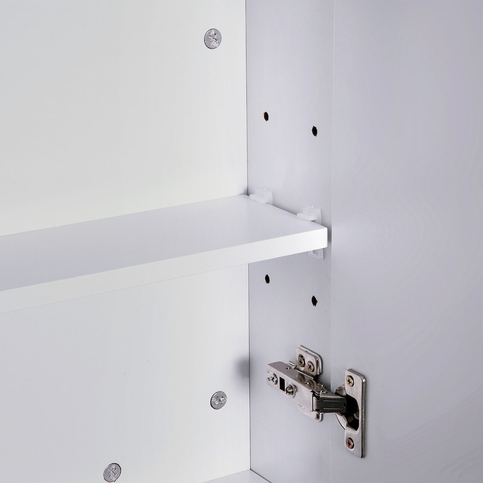 image 1 of HOMCOM Mirror Cabinet, Wall Mount Bathroom Storage Cabinet with Adjustable Shelf, Double Door Cupboard, 60 x 15 x 75 cm, White