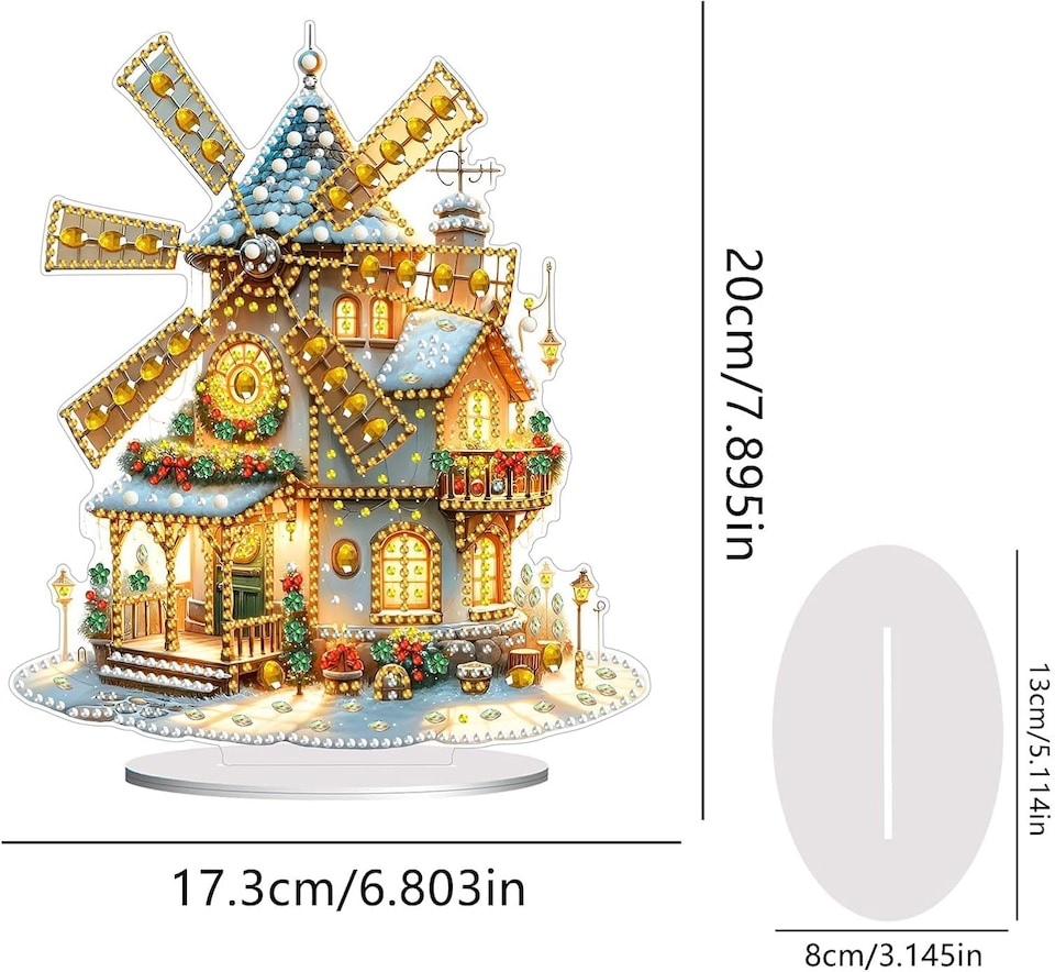 image 1 of Festive Windmill Tabletop Diamond Painting Kit