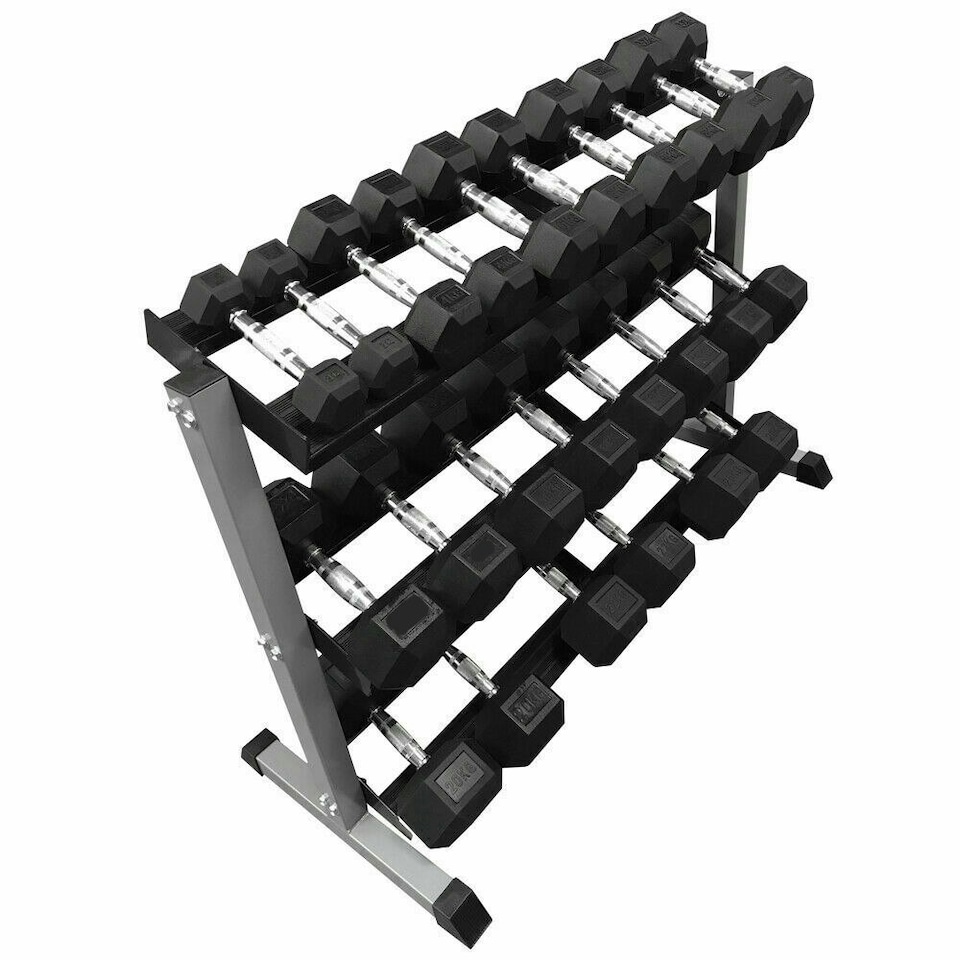 12 Pair Commercial Hex Dumbbell Storage Rack with Dumbbells 2kg - 25kg
