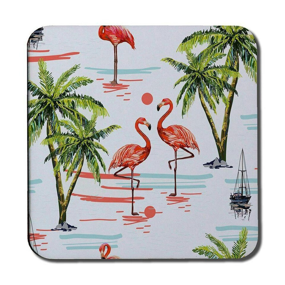 image 1 of Flamingo & Palm Trees (Coaster)