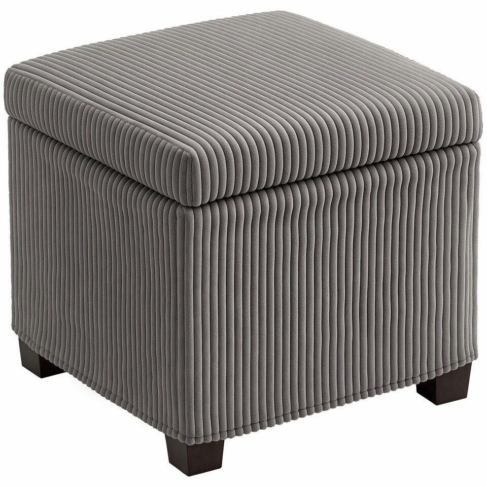 image 1 of HOMCOM 40 cm Ottoman Storage Box with Removable Lid, Foot Rest, Grey Grey