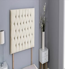 Cream Plush Velvet Chesterfield Headboard Cream | 4FT6 Double 20"inch Headboard