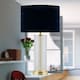 image 8 of Set of 2 Aura - Satin Brass Lamps with Navy Blue Crushed Velvet Shades Bronze | Blue