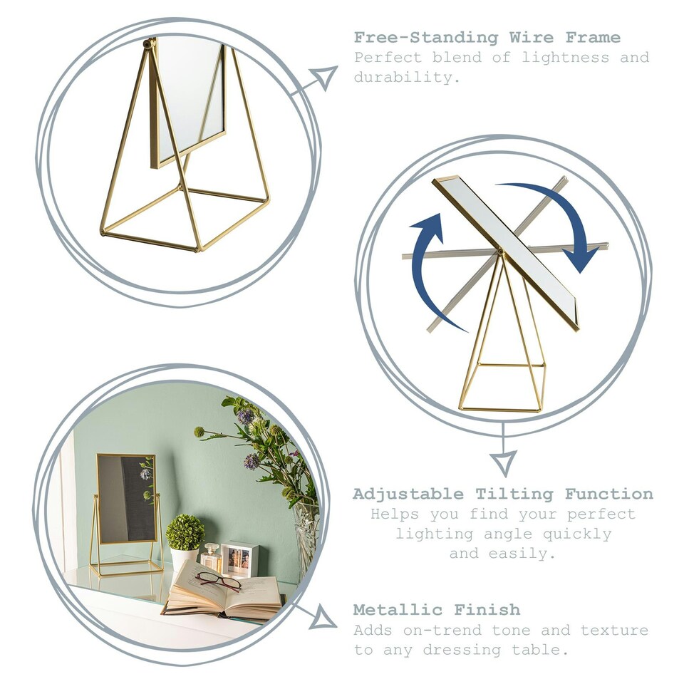 image 1 of Harbour Housewares 3pc Dressing Table Mirror Set - 2 Sizes - Black - Makeup Mirror Bathroom Mirror Vanity Mirror Tabletop Mirror | Black | Black | L - 50 x 32 x 16.5 CM | S - 39 x 22 x 15 CM | 2