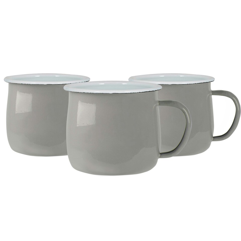 image 1 of Argon Tableware Coloured Enamel Belly Mugs - 375ml - Grey - Pack of 6 Grey