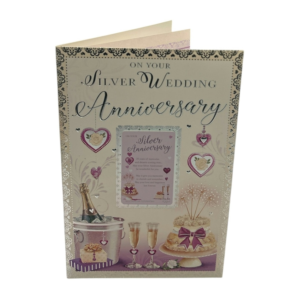 image 1 of Silver Wedding Keepsake Treasures Traditional Design 40th Anniversary Card