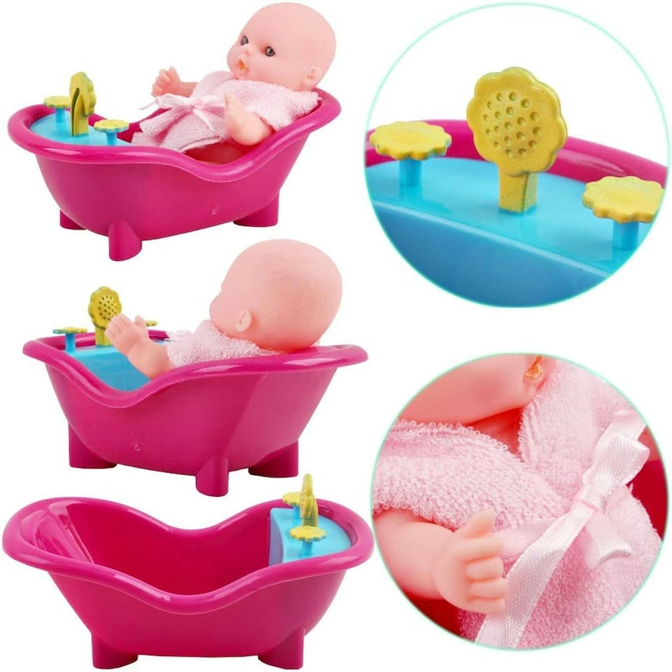 image 1 of Set of 8 Mini 5" Baby Dolls with Accessories – Miniature Role Play Doll Collection for Kids