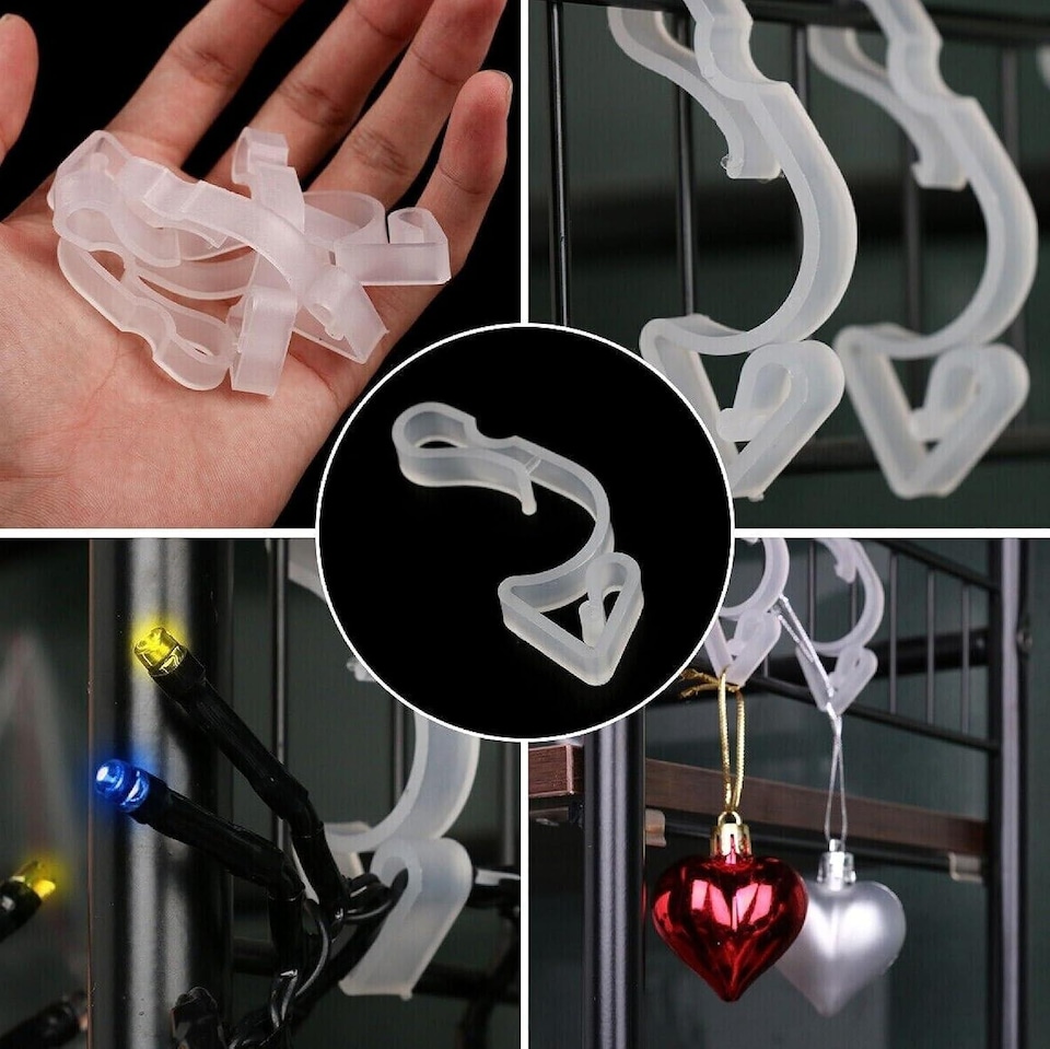 image 1 of 16Pcs Large Gutter Hooks Clear - Blend Seamlessly for Outdoor Use