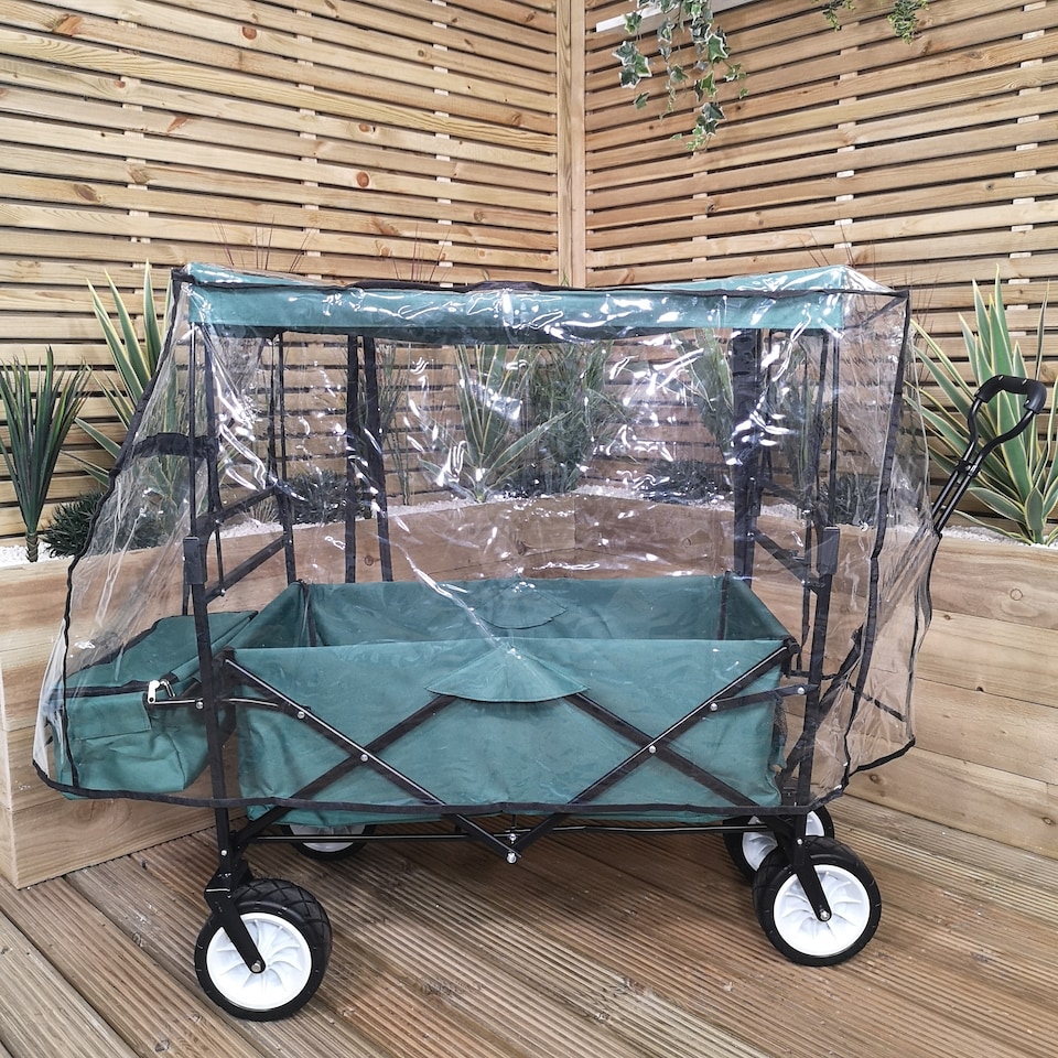 image 1 of Folding Festival Camping Storage Trolley with Canopy & Waterproof Cover 100Kg capacity