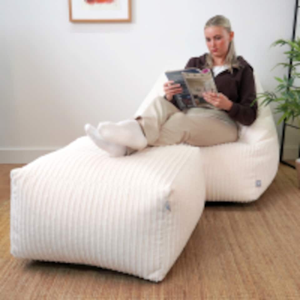 image 1 of rucomfy Indoor Large Ottoman Pouffe - Jumbo Cord Bean Bag Footstool