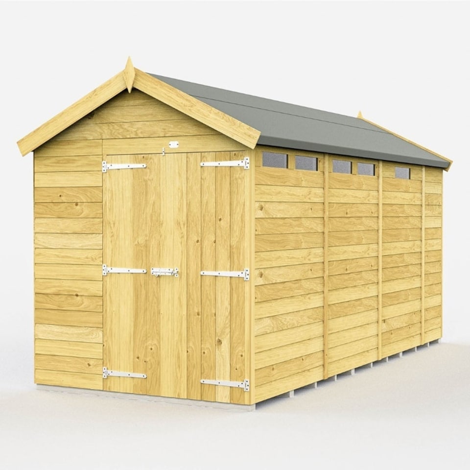 image 1 of 6 x 13 Feet Apex Security Shed - Double Door - Wood - L387 x W175 x H217 cm Brown