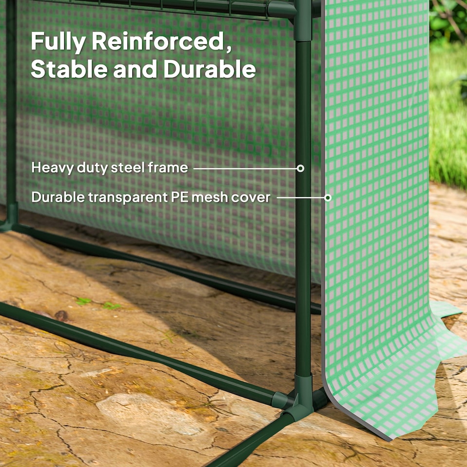 image 1 of Outsunny Walk-in Garden Greenhouse Shelves Polytunnel Steeple Grow House
