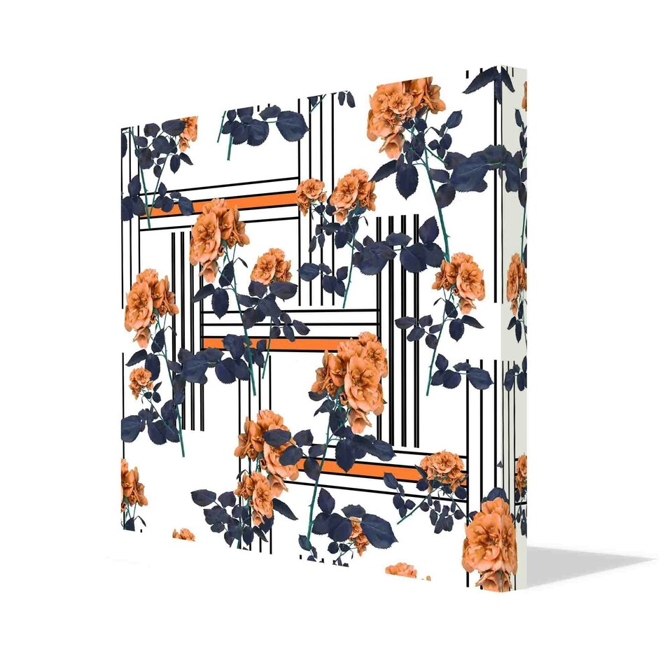 image 1 of Flowers and lines (Canvas Print) 102cm x 102cm