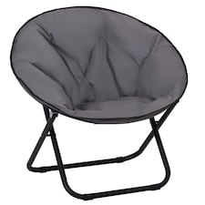Outsunny Folding Saucer Moon Chair Oversized Padded Seat Round Grey