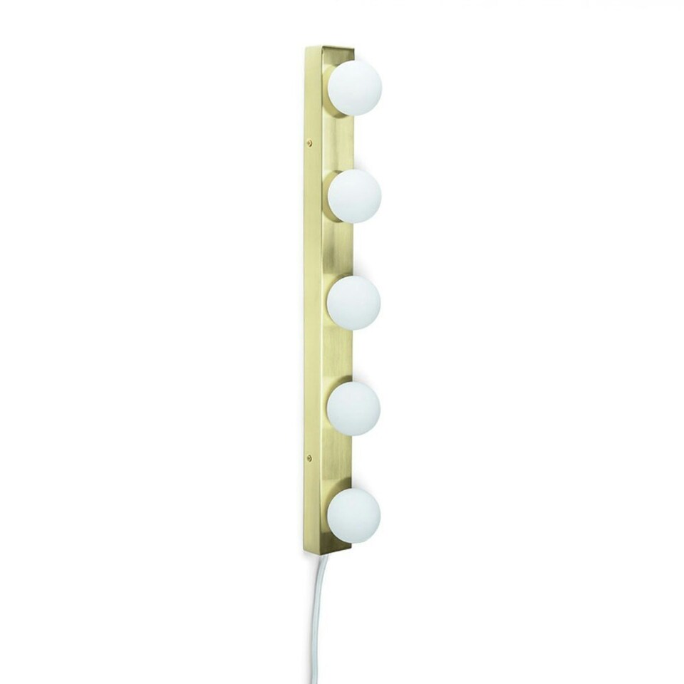 image 1 of ValueLights Plug in Brushed Gold Hollywood Make Up Dressing Table Vanity Wall Light Glass Globe Lamp Shade - Bulbs Included