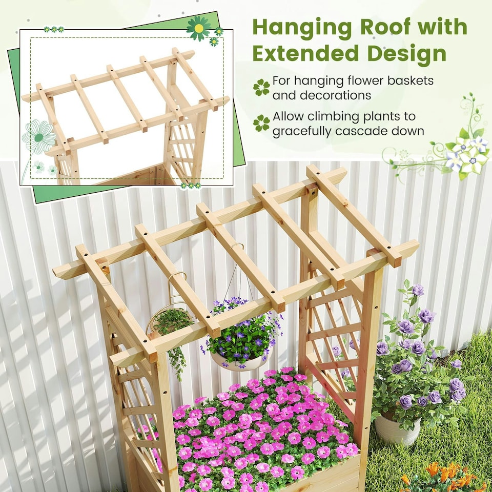 image 1 of COSTWAY Raised Garden Bed Wooden Planter Box Natural N/A