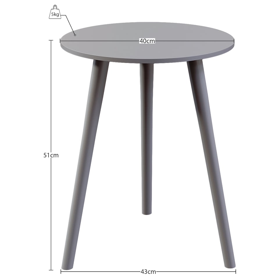 image 1 of Vida Designs Round Side Table Sofa Bedside Coffee Table, Grey