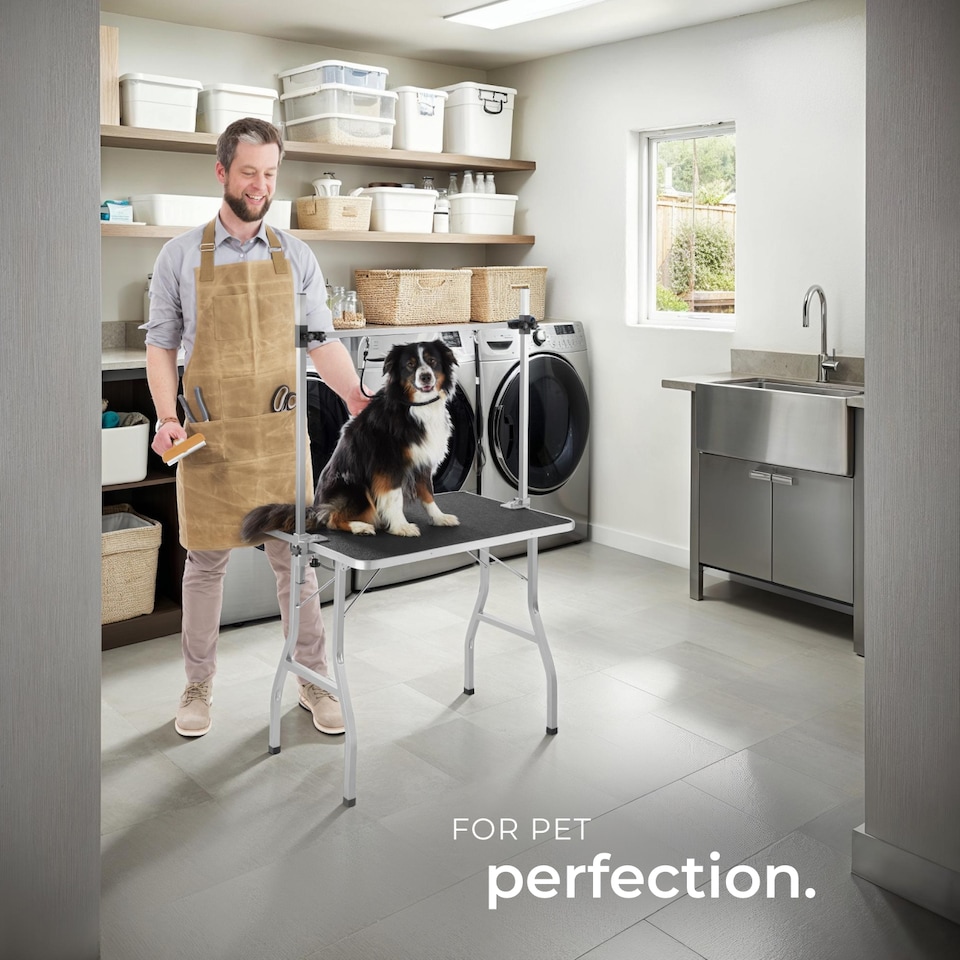 image 1 of Dog Grooming Table - 2 height-settings, 2 leashes, scratch-resistant surface