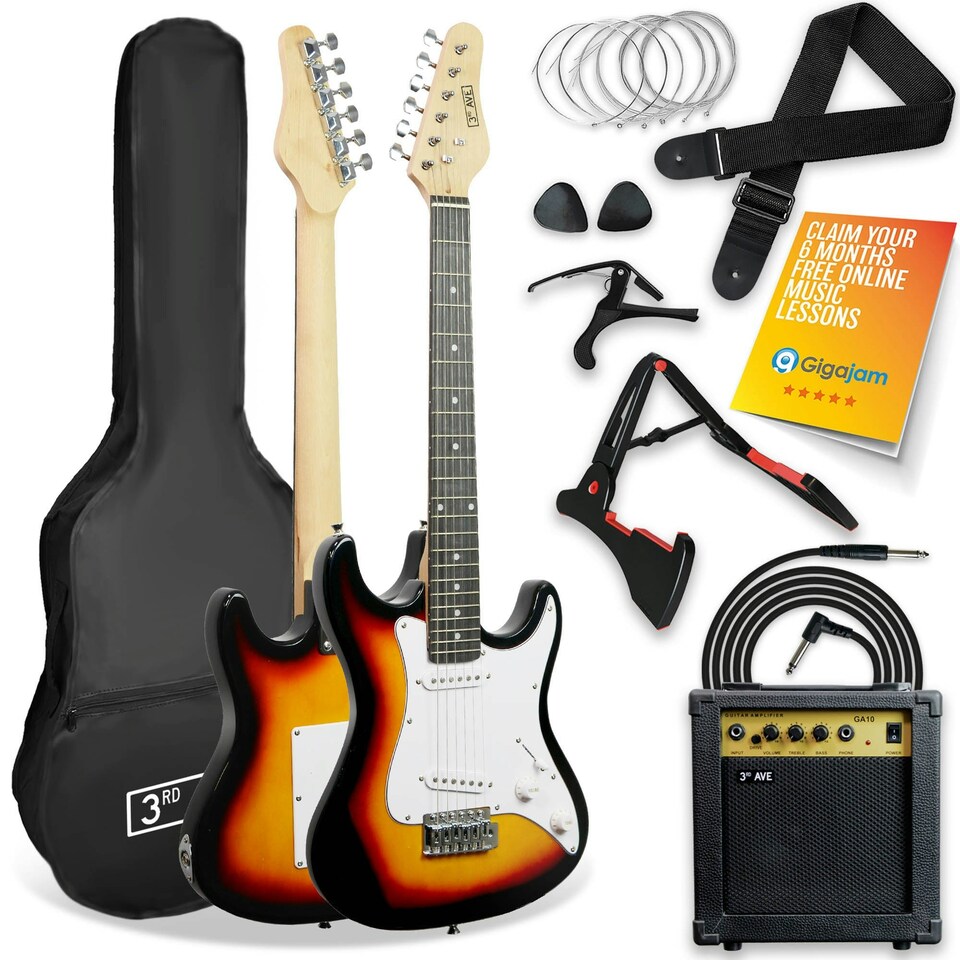 image 1 of 3rd Avenue 3/4 Size Electric Guitar Pack with Amp Black