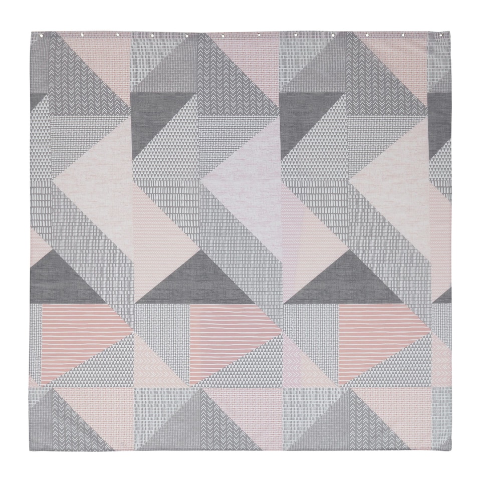 image 1 of Catherine Lansfield Larsson Geo Shower Curtain | Pink | Blush Pink | One Size