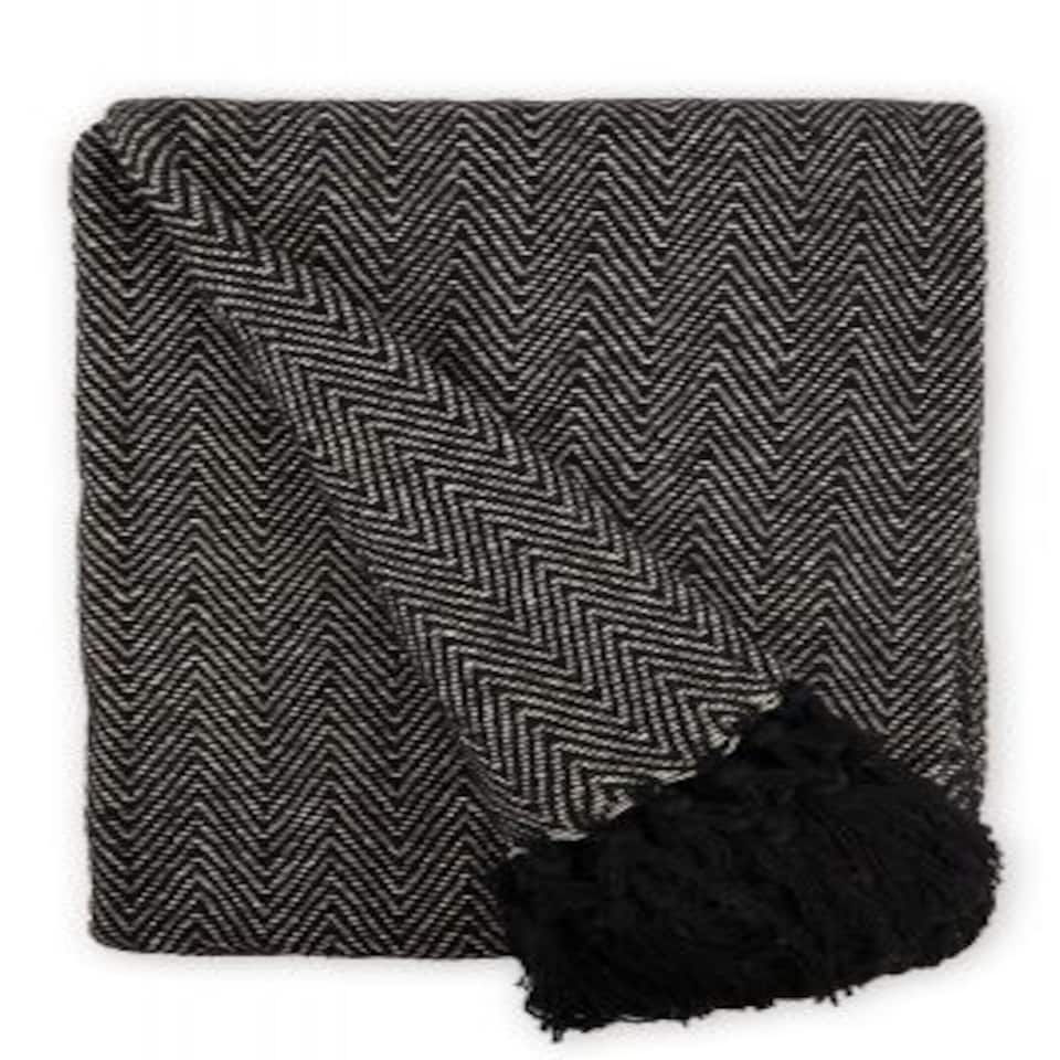image 1 of Hartley Collection Recycled Cotton Throw in Black (90" x 100")
