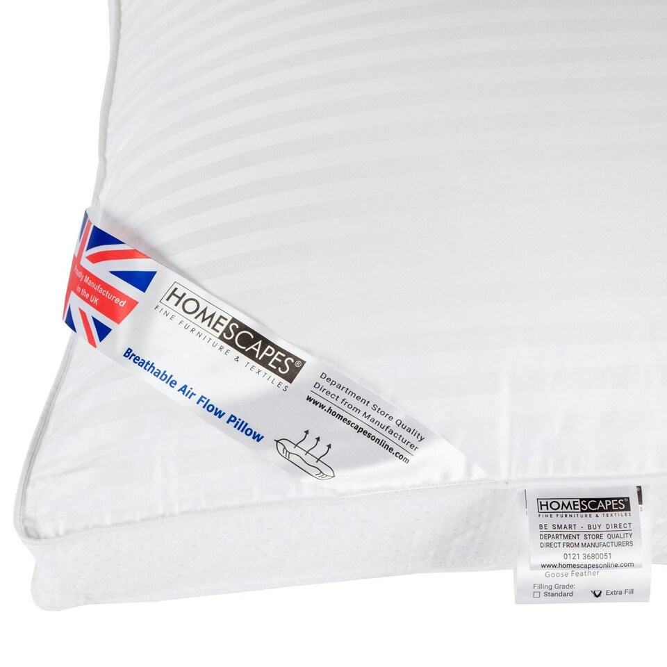 image 1 of Homescapes Air Flow Pillow Super Microfibre, 48 x 74 cm White