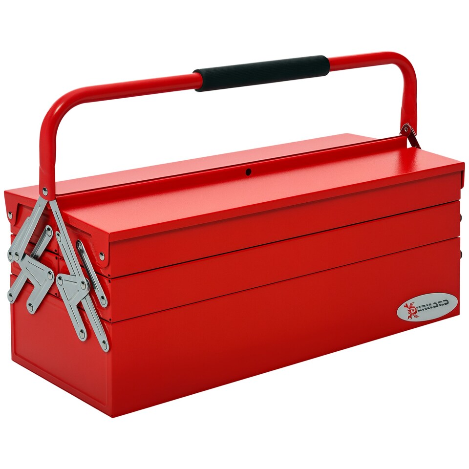 image 1 of DURHAND 3 Tier Metal Toolbox with 5 Tray Carry Handle 56cmx20cmx34cm Red | Red | 56cm x 20cm x 41cm | 1