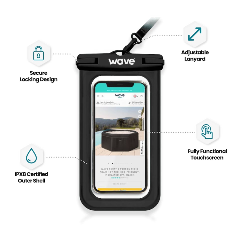 image 1 of Wave Waterproof Phone Cover, Black