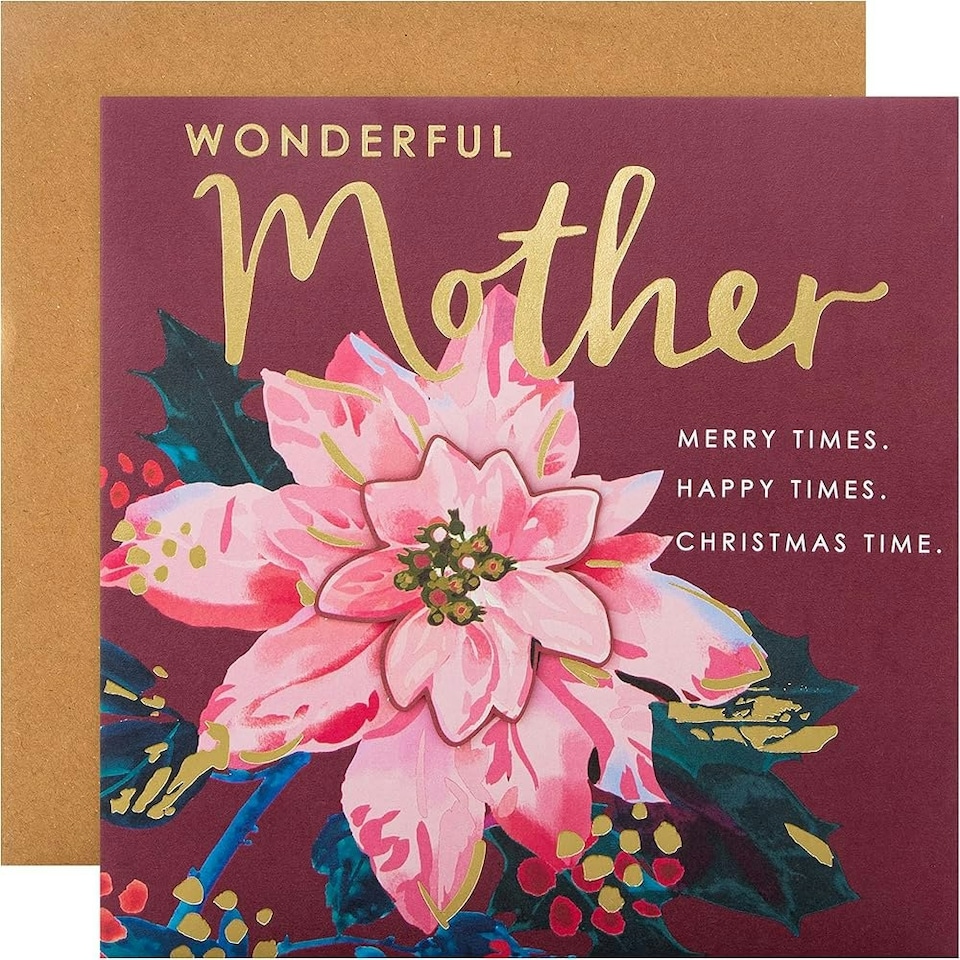 image 1 of Classic Illustrated Seasonal Floral Design Mother Christmas Card