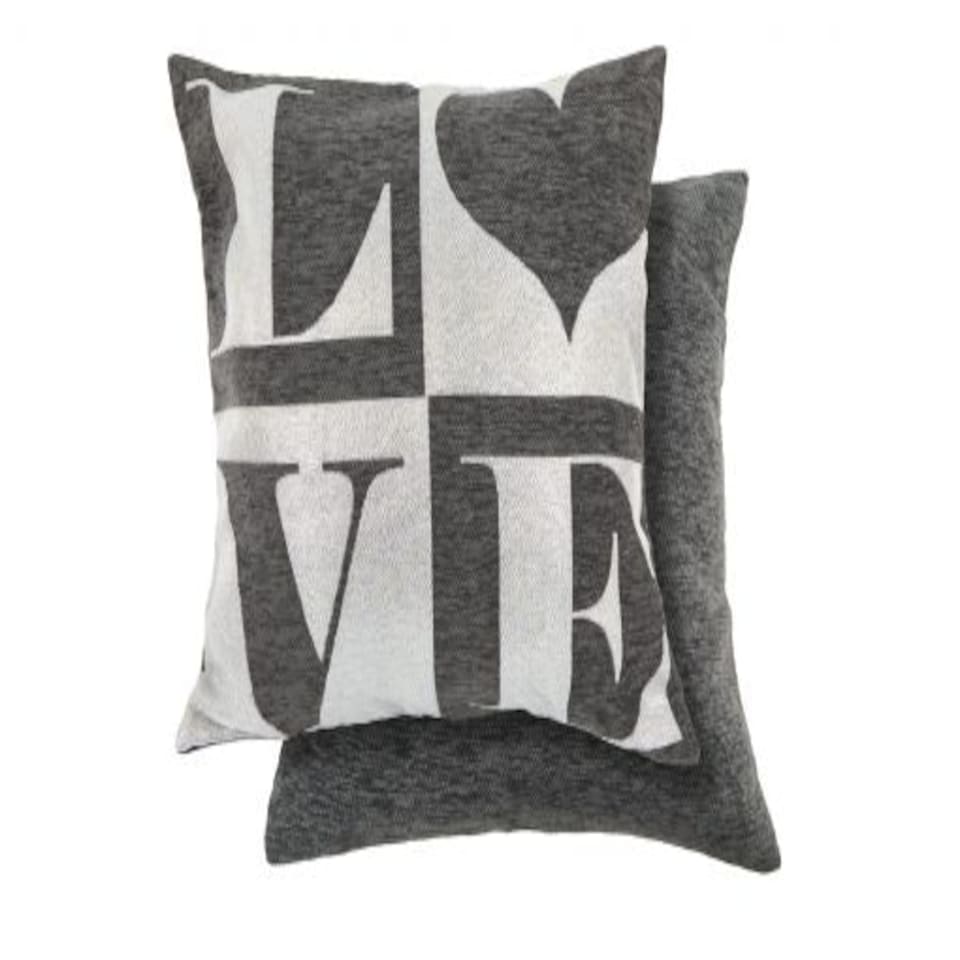 image 1 of Amor Love Cushion Cover BlackGrey | Black | Black