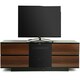 image 2 of Centurion Supports AVITUS ULTRA Remote Friendly BeamThru Gloss Black with 4-Walnut Drawers 32"-65" Flat Screen TV Cabinet Black