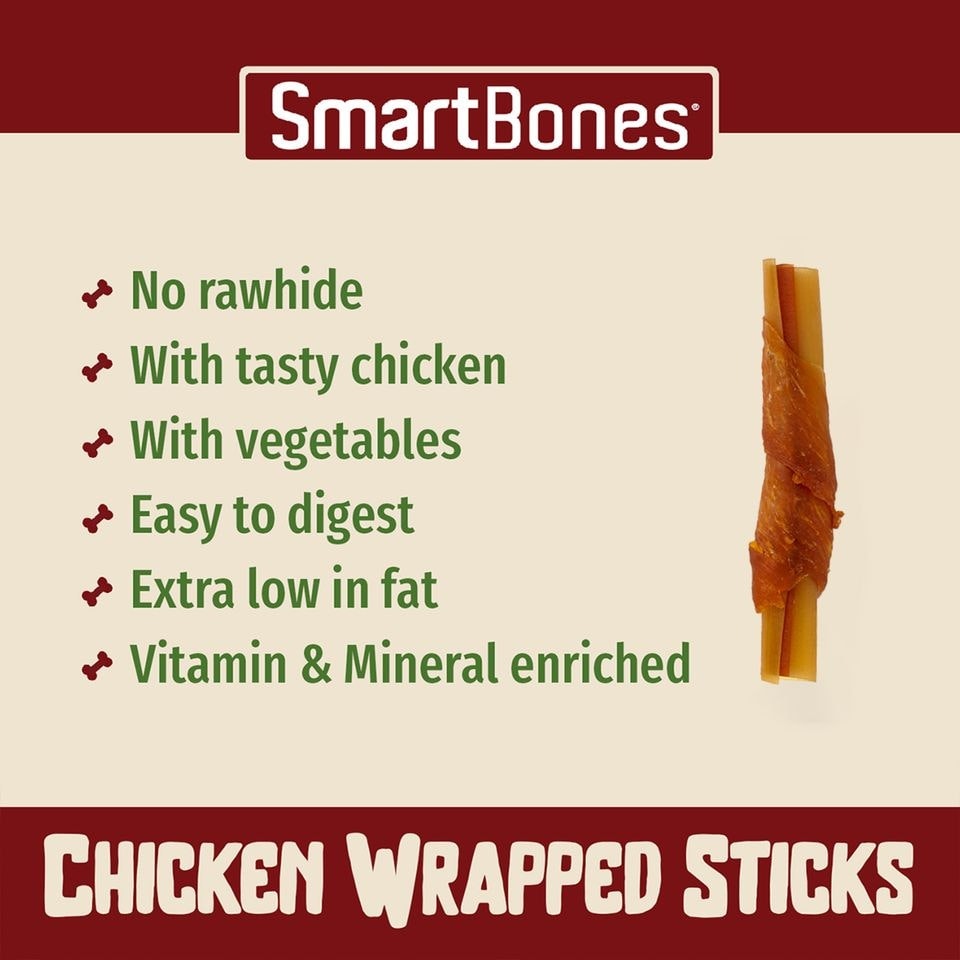 image 1 of Smartbones Chicken Wrapped Mini Sticks x 9 (Pack of 8)