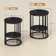 image 5 of HOMCOM Round Coffee Table Set of 2, Marble-Effect Side Tables with Storage Open Shelf and Steel Frame for Living Room, Bedroom, Black Marble Effect