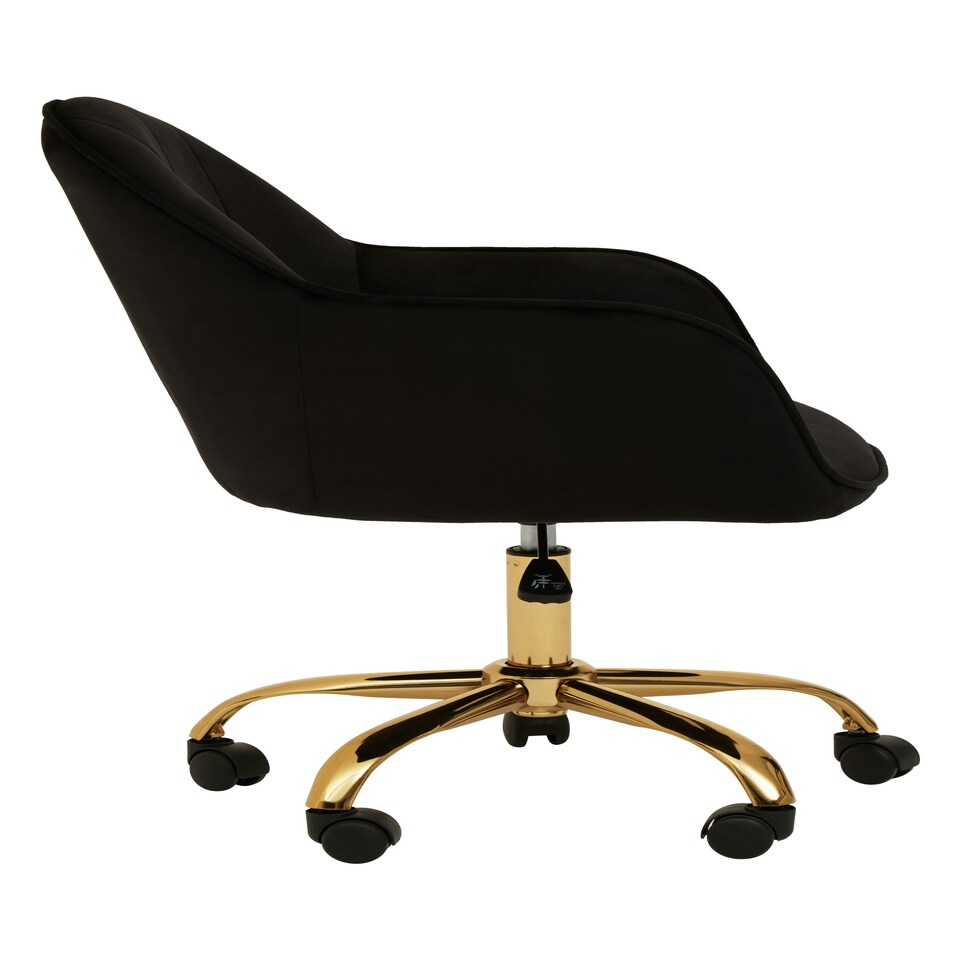 image 1 of Interiors by Premier Brent Black Velvet And Gold Base Home Office Chair