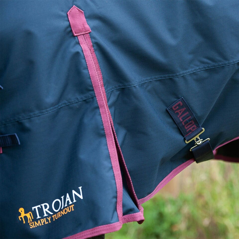 image 1 of Gallop Equestrian Trojan 50 Standard Turnout Red | Size: 6ft 0
Colour: Navy/Red