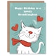 image 1 of White Scarf Drawing Love Hearts Cat Granddaughter Birthday Card
