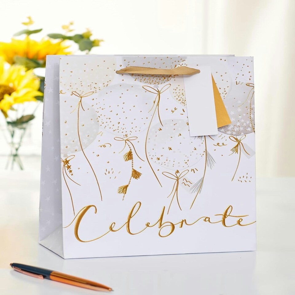 image 1 of Balloons Design Medium Gift Bag Birthday, Wedding, Congratulations. Anniversary for Any Occasion