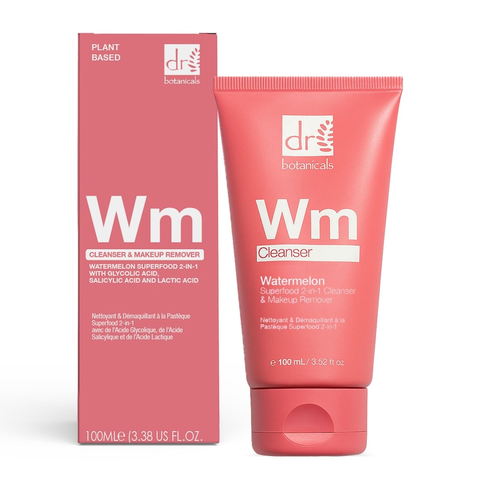 image 1 of Dr. Botanicals Watermelon Anti-Ageing 2-in-1 Cleanser with Glycolic Acid, Salicylic Acid 100ml for Acne, Blemishes, Large Pores, Dullness