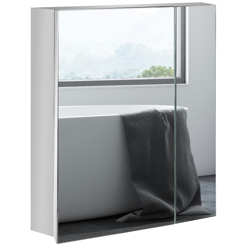 image 1 of kleankin Medicine Cabinet with Mirror, Wall-Mounted Mirror Cabinet