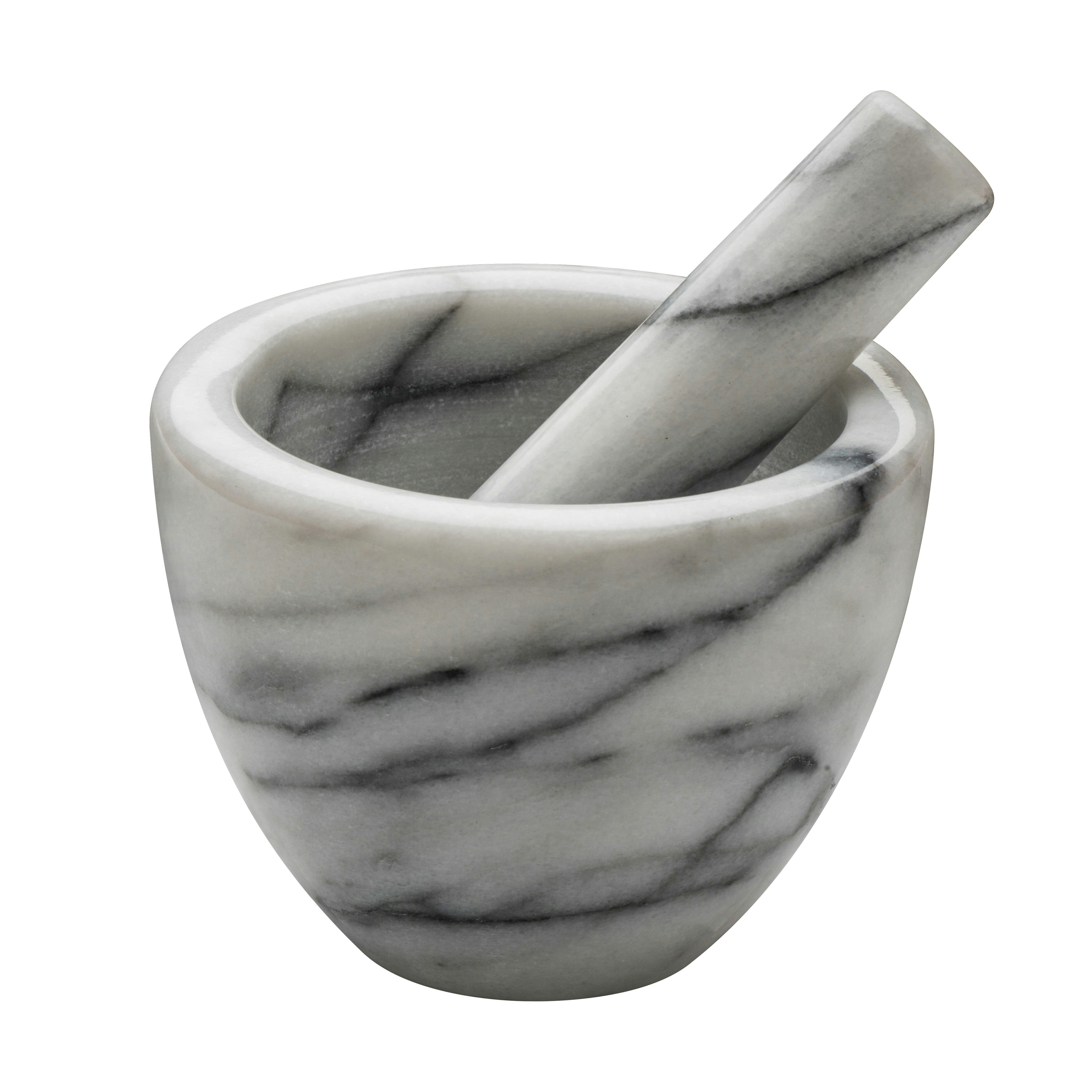 Interiors by Premier White Marble Mortar and Pestle, Elegant Natural Marble Grinder with Wide Rim for Secure Grip