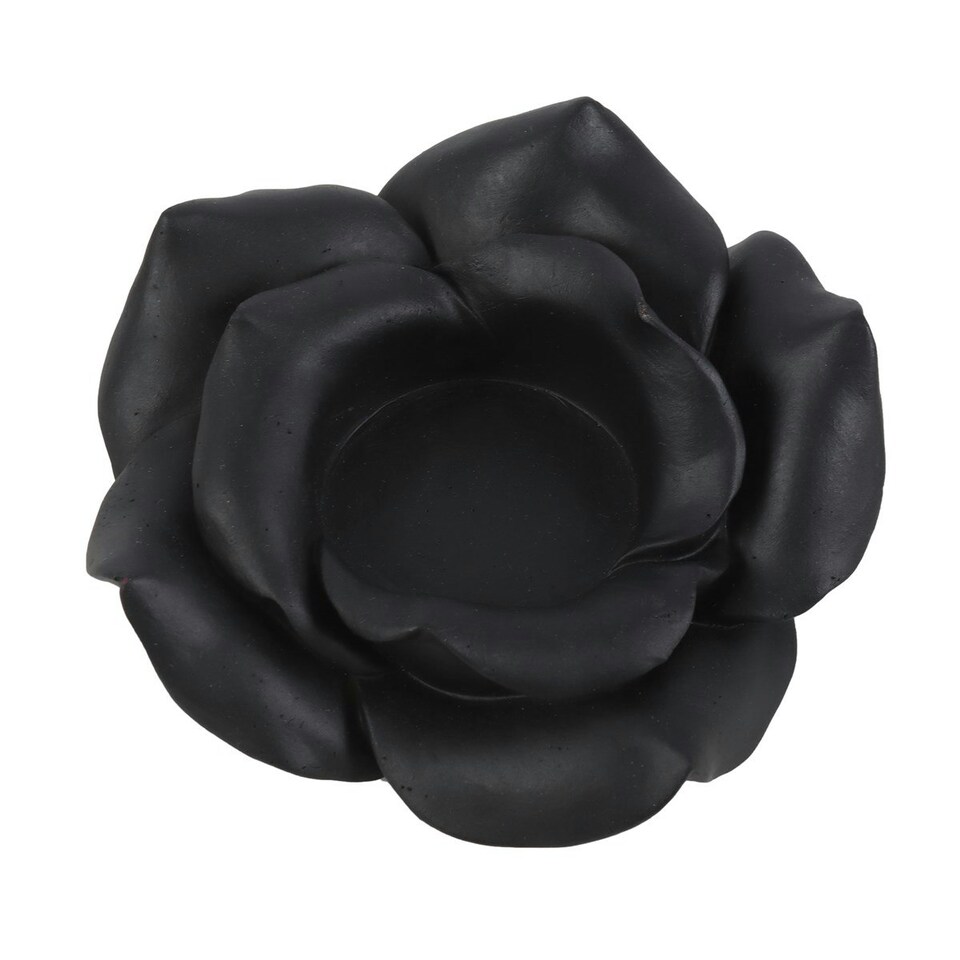 image 1 of Something Different Rose Resin Tealight Holder - Black - One Size
