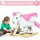 image 4 of HOMCOM Kids Wooden Ride On Unicorn Rocking Horse Plush Toy Soft Seat Pink