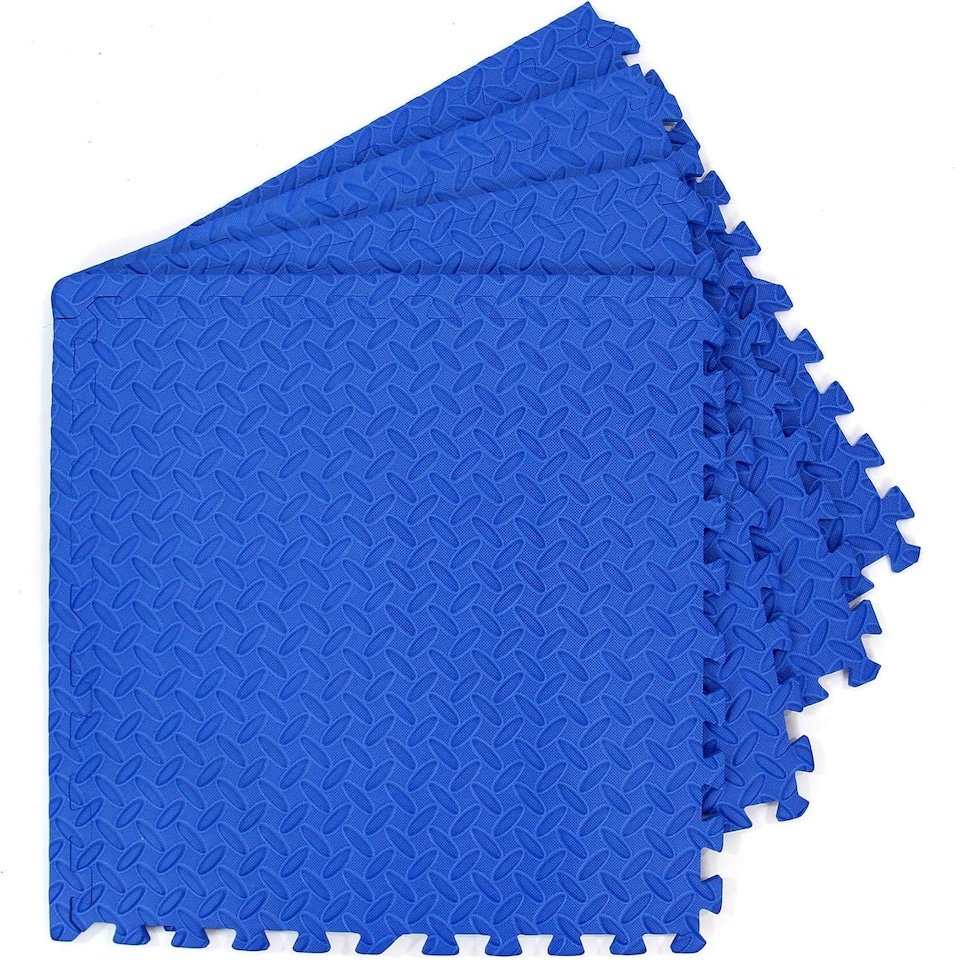 image 1 of Interlocking Gym Yoga Mats Anti-Fatigue EVA Soft Foam Exercise Play Floor Tiles (Blue)