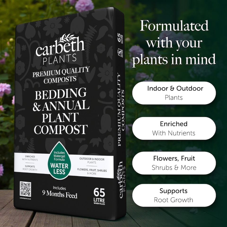 image 1 of Bedding & Annual Plant Compost with 9 Month Feed - 65L - Water Less Formula - Ideal for Seasonal Flowers & Displays