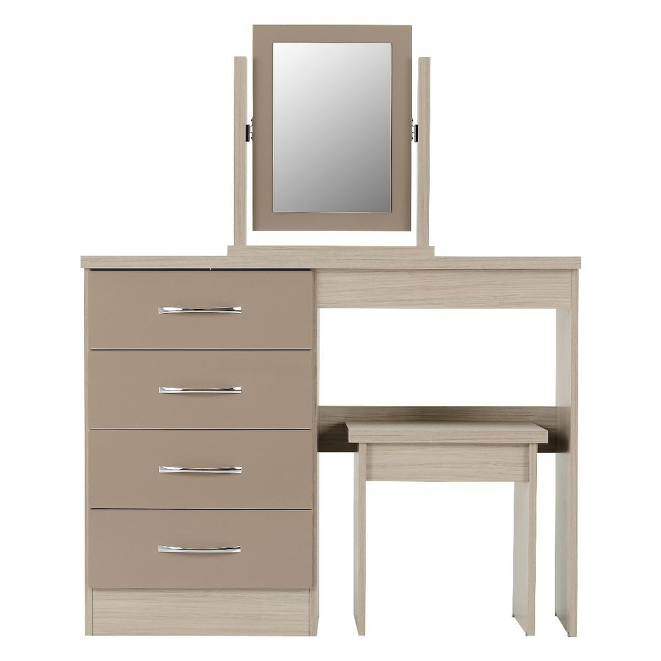 image 1 of Nevada 4 Drawer Dressing Table Set Black | Black Wood Grain