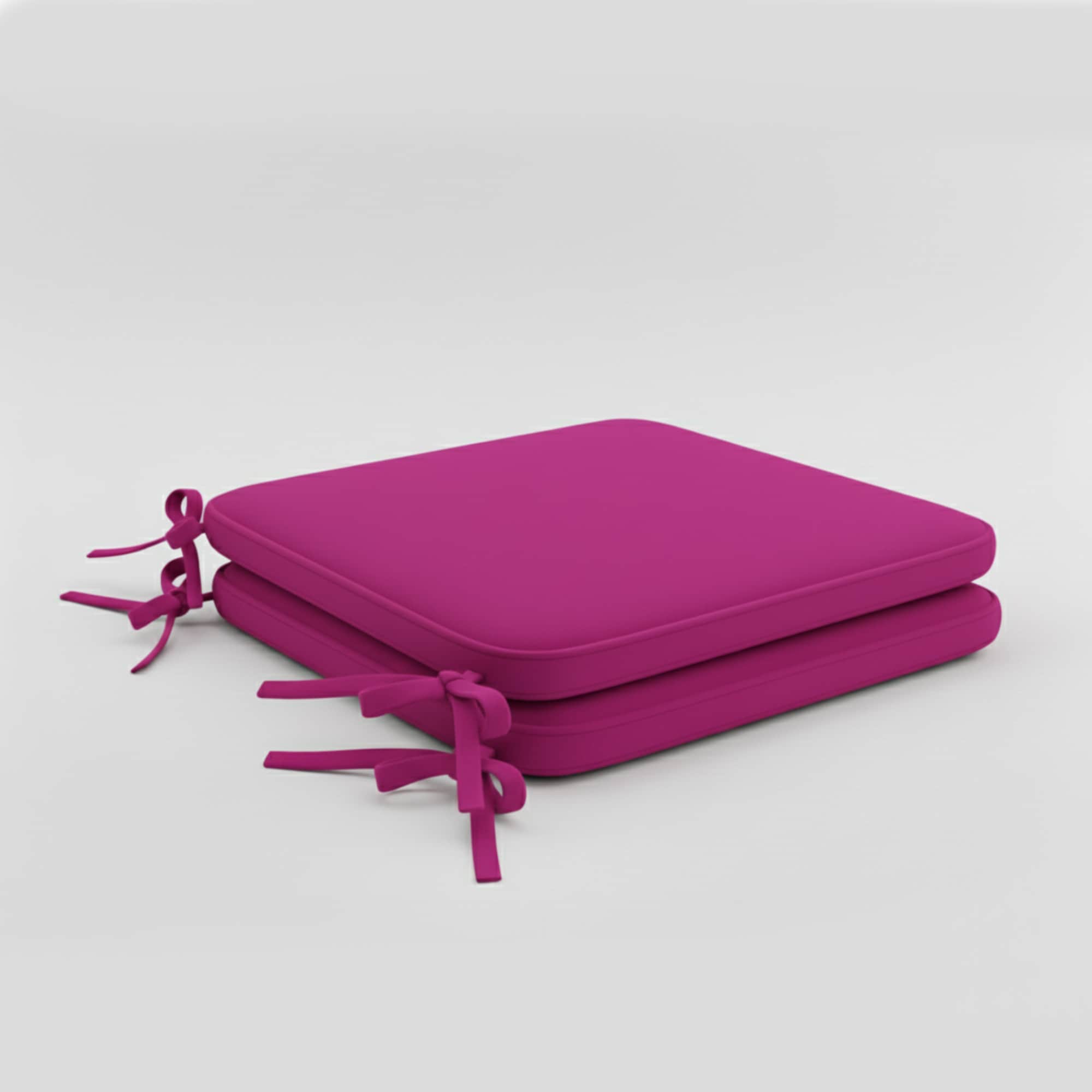 Foam Seat Pad with Ties Pack of 2 Comfortable Chair Cushion for Dining, Kitchen Garden Seating Purple
