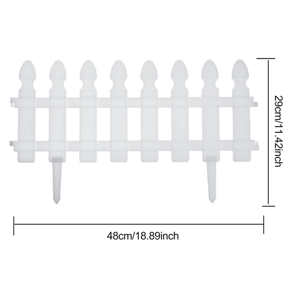 image 1 of Living and Home Plastic Picket Garden Fence Path Border Set of 4 - White | White | 4