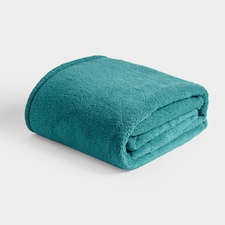 OHS Teddy Fleece Soft Warm Plush Cosy Plain Dyed Throw Over Bed Blanket, 125x150cm (Copy) Green | Teal