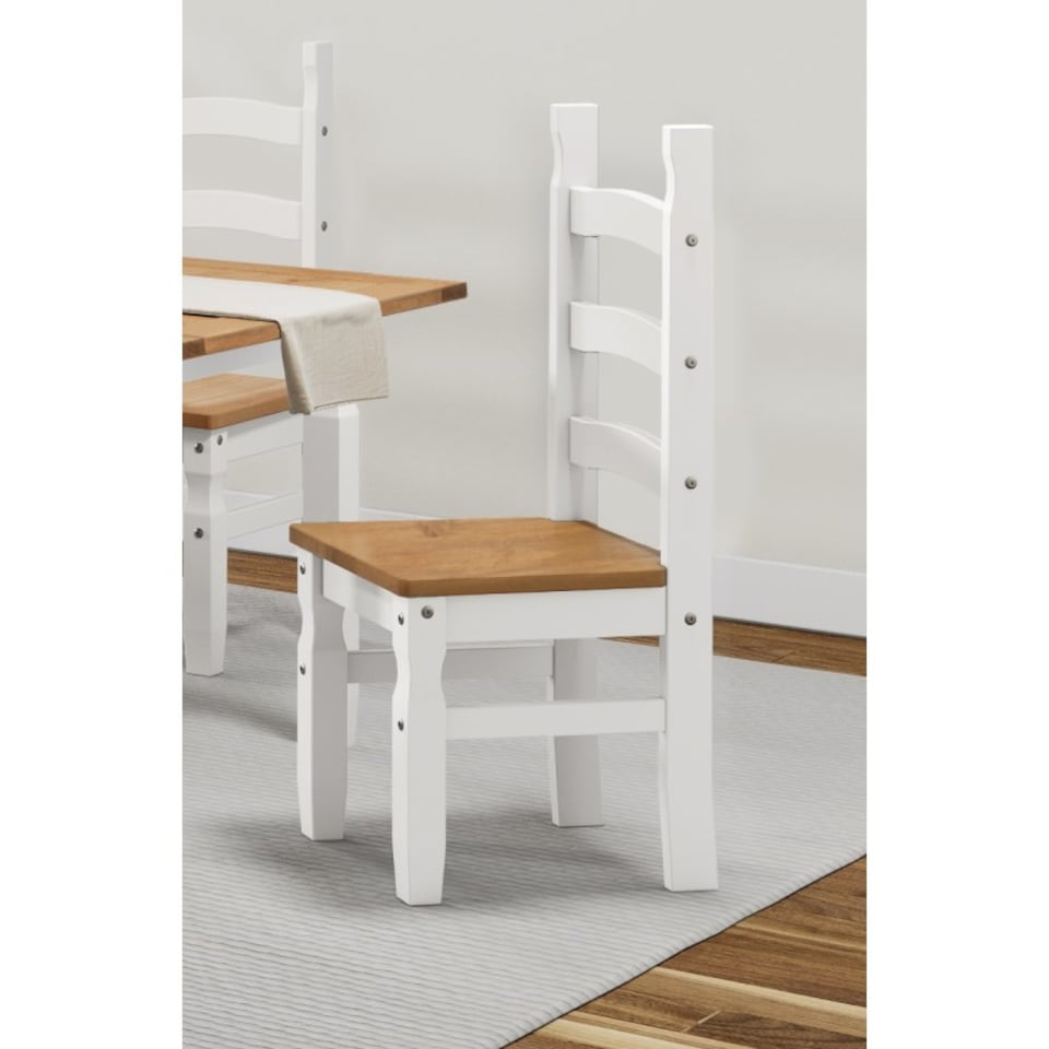 image 1 of Mercers Furniture Corona White 6'0 Dining Table & 6 Chairs Set Solid Wood Mexican Pine Wooden Kitchen
